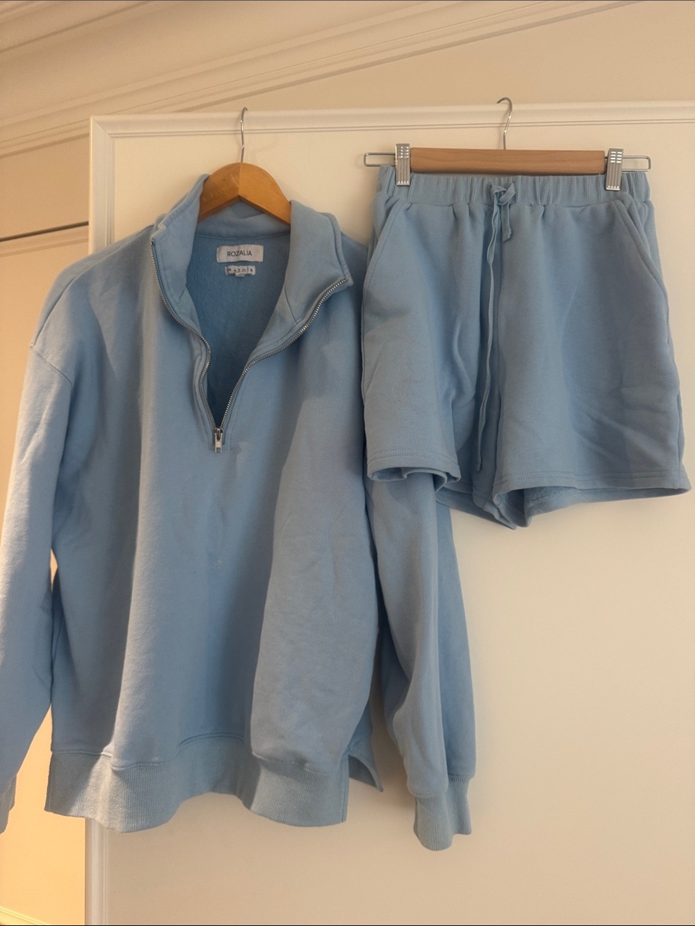 Rozalia for Atoir baby blue sweat suit with shorts